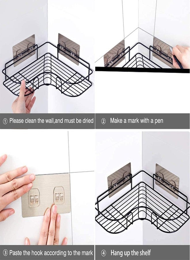 RAYMOX Pack of 2 Self-Adhesive Shelf/Storage Organizer for Bathroom and Kitchen Corner Wall Mounted Rack Shelf Bathroom Accessories Storage Rack No Drilling-Shelf Adhesive - Image 4